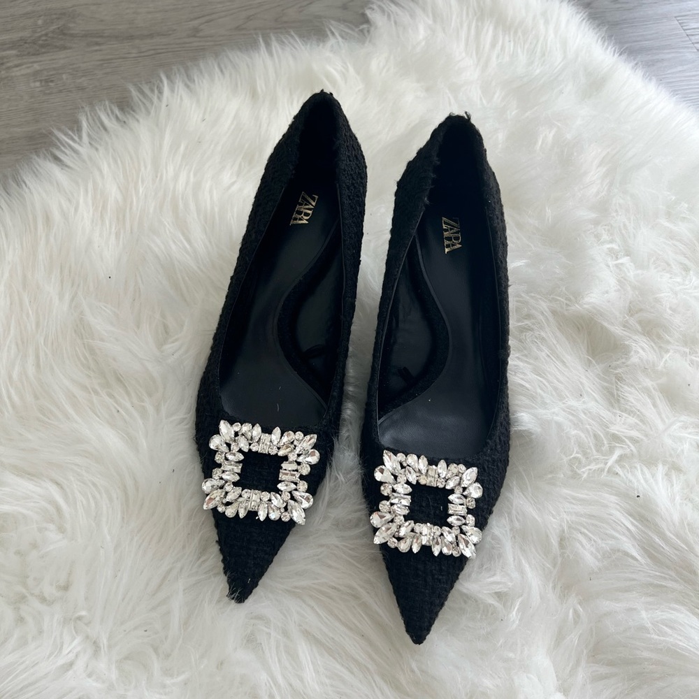 Zara tweed heels